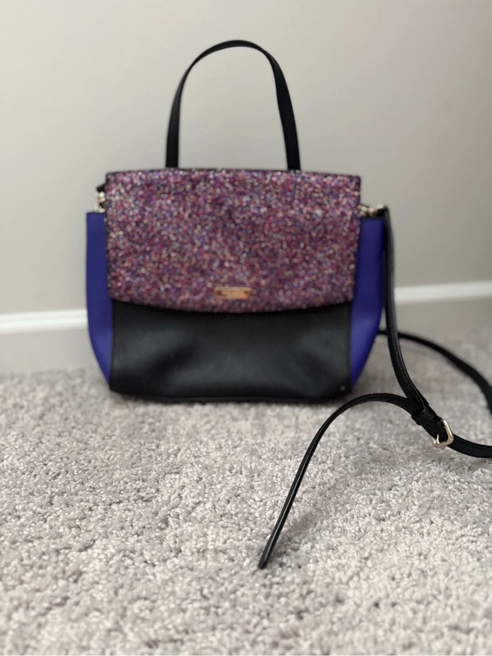 Kate Spade Glitter Panel Black and Purple Women’s purse